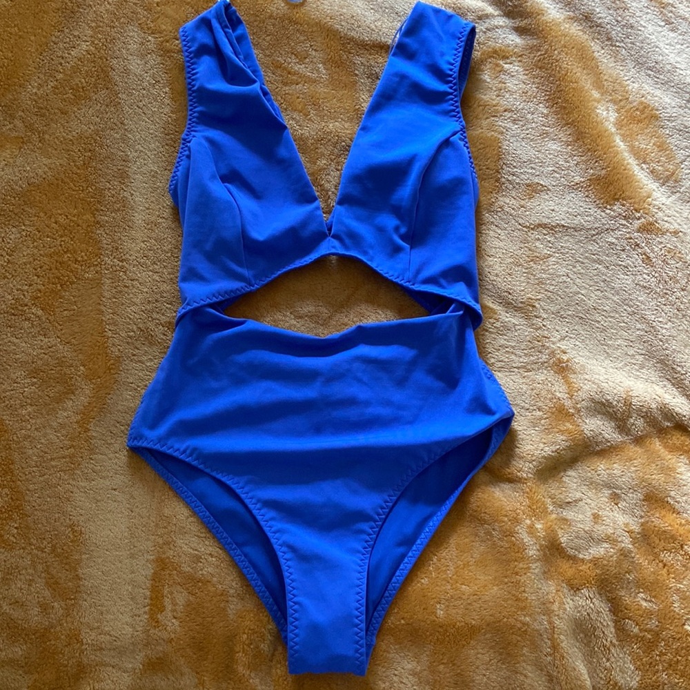 Zara cutout one piece bikini dark blue